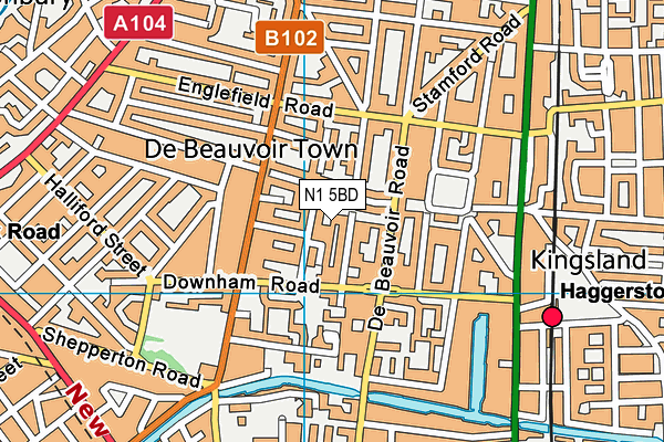 N1 5BD map - OS VectorMap District (Ordnance Survey)