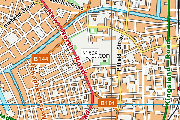 N1 5DX map - OS VectorMap District (Ordnance Survey)