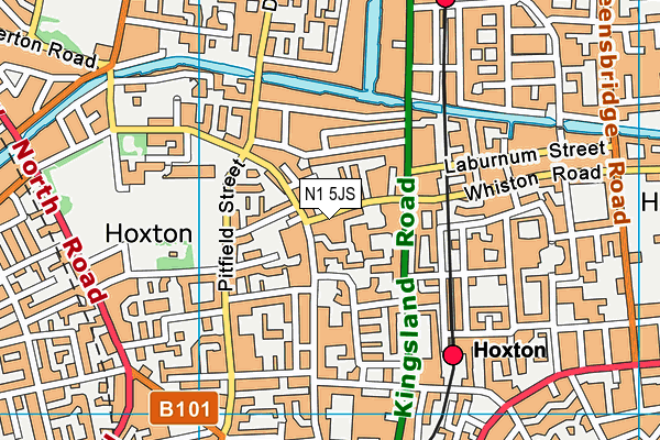 N1 5JS map - OS VectorMap District (Ordnance Survey)