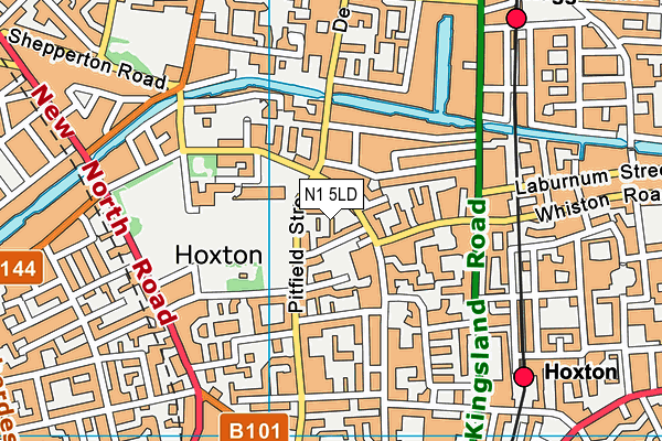 N1 5LD map - OS VectorMap District (Ordnance Survey)