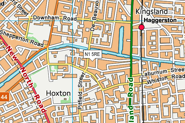 N1 5RE map - OS VectorMap District (Ordnance Survey)