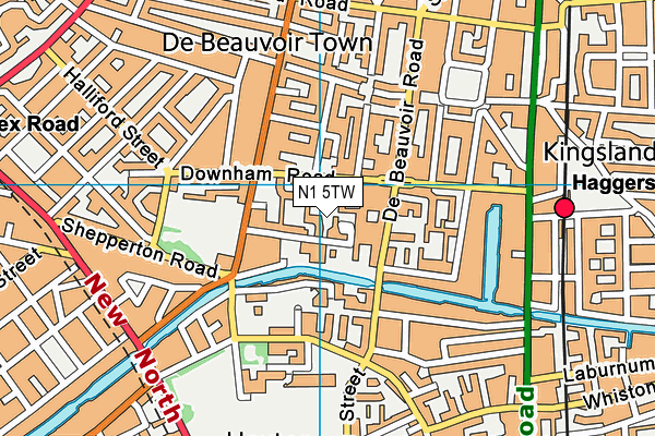 N1 5TW map - OS VectorMap District (Ordnance Survey)