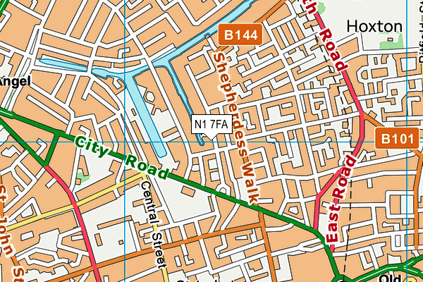 N1 7FA map - OS VectorMap District (Ordnance Survey)