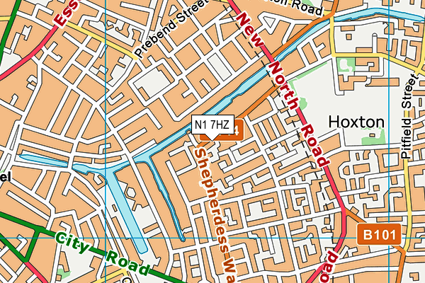 N1 7HZ map - OS VectorMap District (Ordnance Survey)