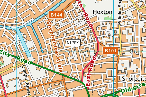 N1 7PX map - OS VectorMap District (Ordnance Survey)