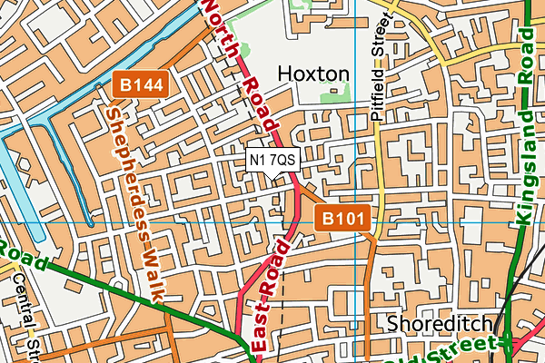 N1 7QS map - OS VectorMap District (Ordnance Survey)