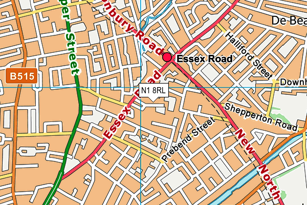 N1 8RL map - OS VectorMap District (Ordnance Survey)