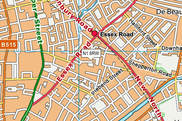 N1 8RW map - OS VectorMap District (Ordnance Survey)