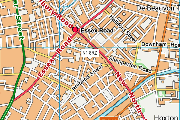 N1 8RZ map - OS VectorMap District (Ordnance Survey)