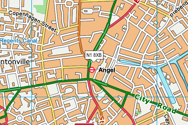 N1 8XB map - OS VectorMap District (Ordnance Survey)
