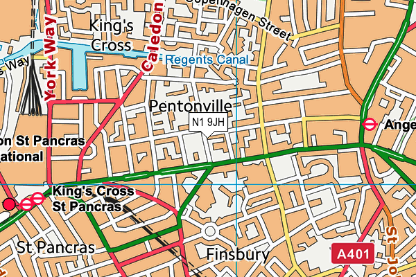The Pears Family School map (N1 9JH) - OS VectorMap District (Ordnance Survey)