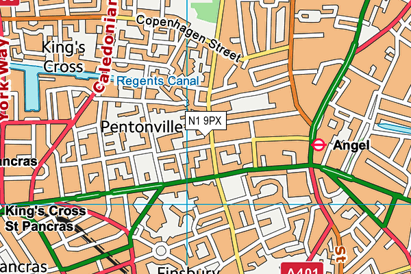 N1 9PX map - OS VectorMap District (Ordnance Survey)