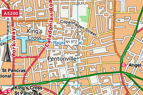 N1 9TZ map - OS VectorMap District (Ordnance Survey)
