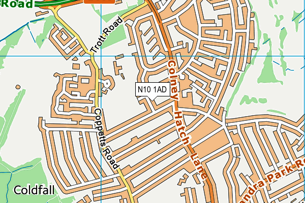 N10 1AD map - OS VectorMap District (Ordnance Survey)