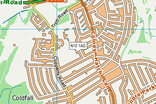 Halliwick Recreation Ground map (N10 1AG) - OS VectorMap District (Ordnance Survey)