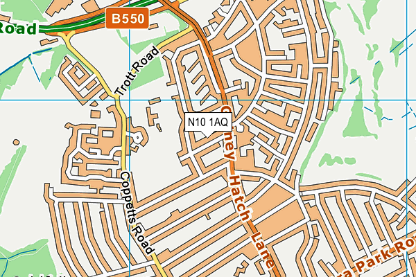 N10 1AQ map - OS VectorMap District (Ordnance Survey)