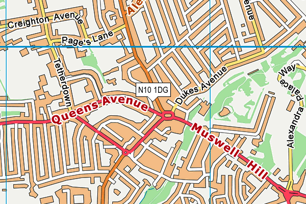 N10 1DG map - OS VectorMap District (Ordnance Survey)