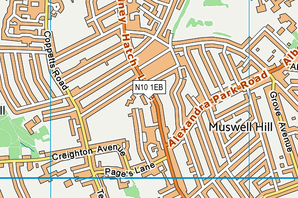 N10 1EB map - OS VectorMap District (Ordnance Survey)