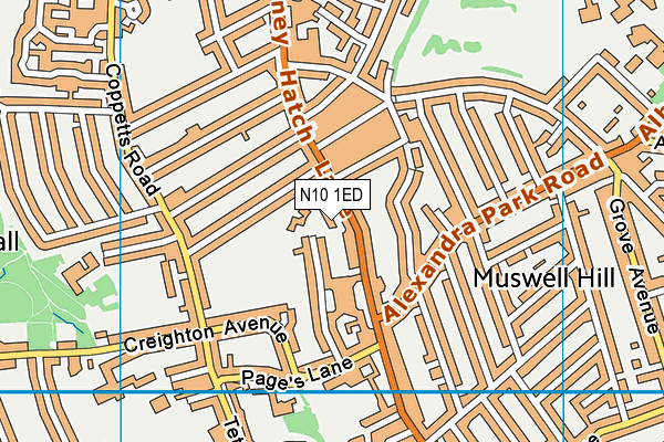 N10 1ED map - OS VectorMap District (Ordnance Survey)