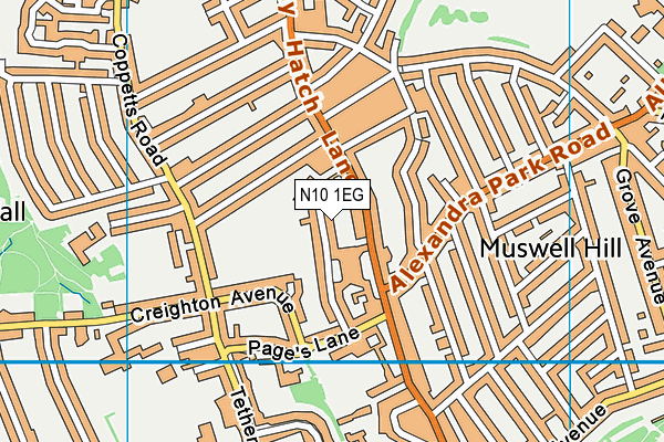N10 1EG map - OS VectorMap District (Ordnance Survey)