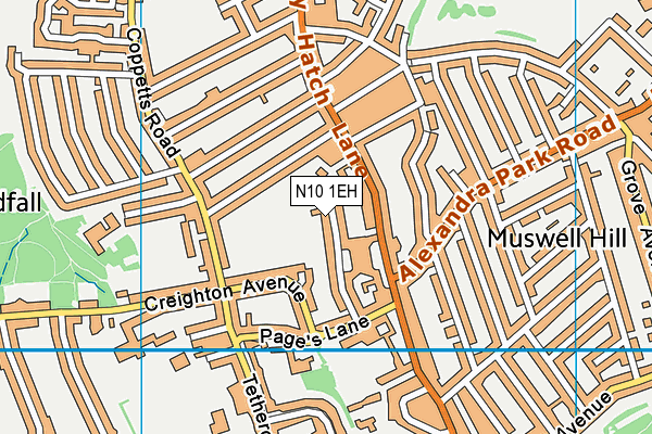 N10 1EH map - OS VectorMap District (Ordnance Survey)