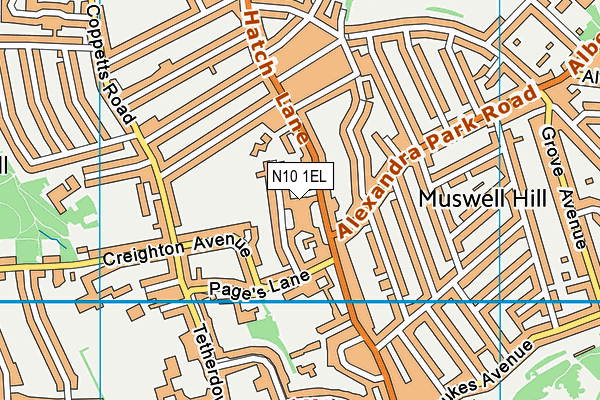 N10 1EL map - OS VectorMap District (Ordnance Survey)