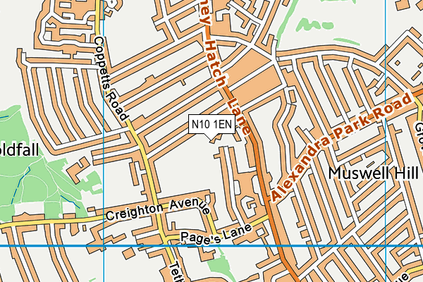 N10 1EN map - OS VectorMap District (Ordnance Survey)