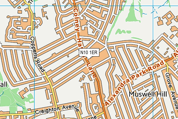 N10 1ER map - OS VectorMap District (Ordnance Survey)