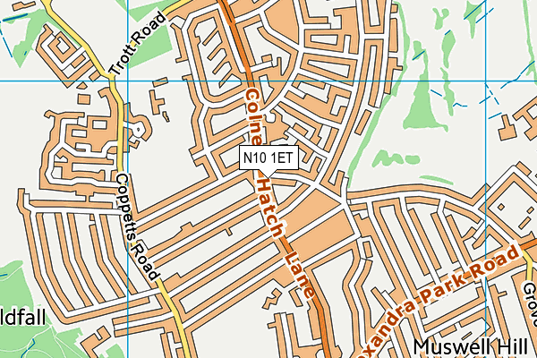 N10 1ET map - OS VectorMap District (Ordnance Survey)