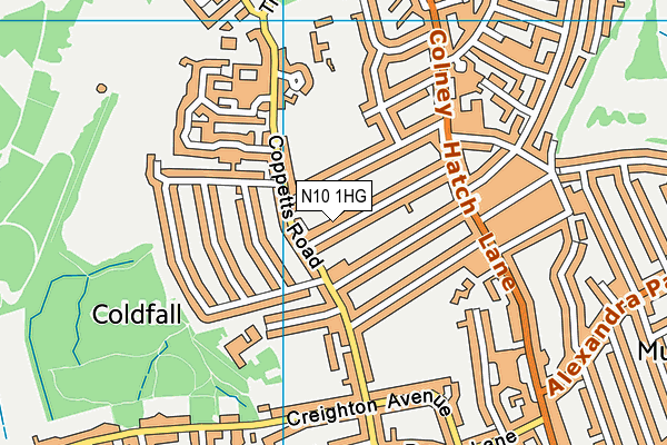 N10 1HG map - OS VectorMap District (Ordnance Survey)