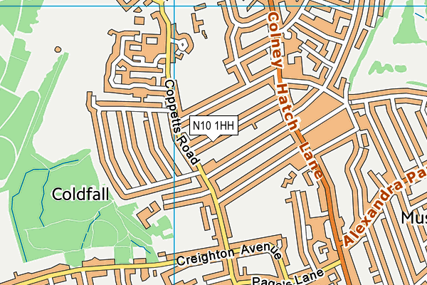 N10 1HH map - OS VectorMap District (Ordnance Survey)