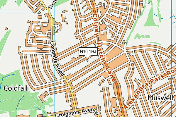 N10 1HJ map - OS VectorMap District (Ordnance Survey)