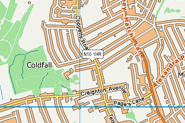 N10 1HR map - OS VectorMap District (Ordnance Survey)