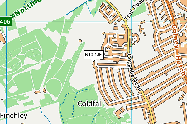 N10 1JF map - OS VectorMap District (Ordnance Survey)