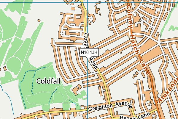 N10 1JH map - OS VectorMap District (Ordnance Survey)