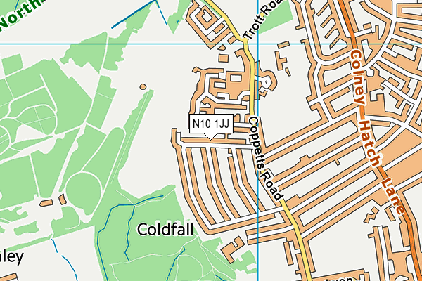 N10 1JJ map - OS VectorMap District (Ordnance Survey)