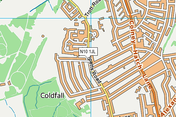 N10 1JL map - OS VectorMap District (Ordnance Survey)