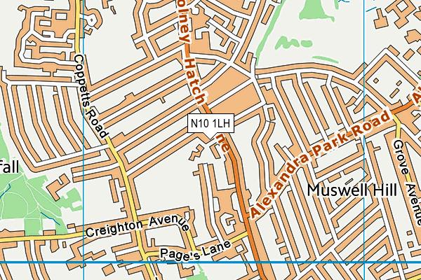 N10 1LH map - OS VectorMap District (Ordnance Survey)