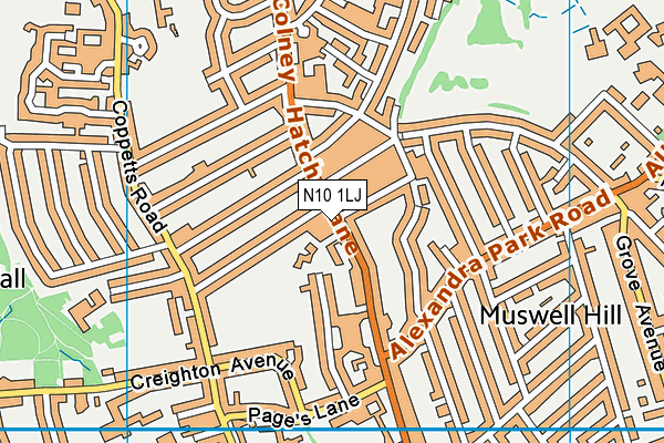 N10 1LJ map - OS VectorMap District (Ordnance Survey)