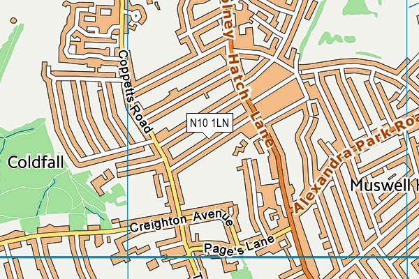 N10 1LN map - OS VectorMap District (Ordnance Survey)
