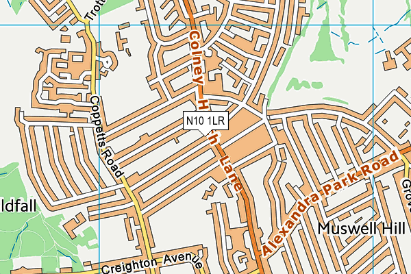 N10 1LR map - OS VectorMap District (Ordnance Survey)