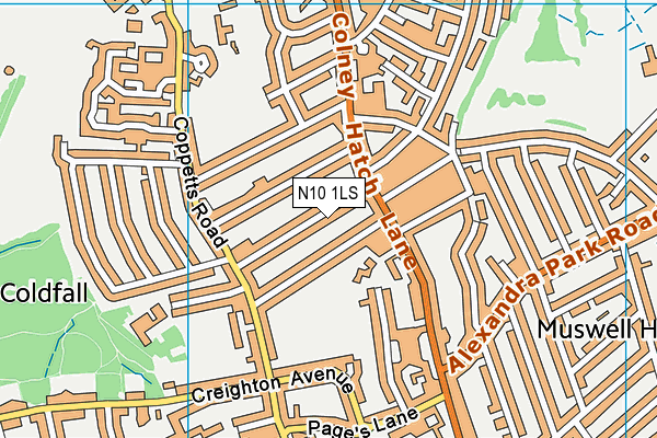 N10 1LS map - OS VectorMap District (Ordnance Survey)