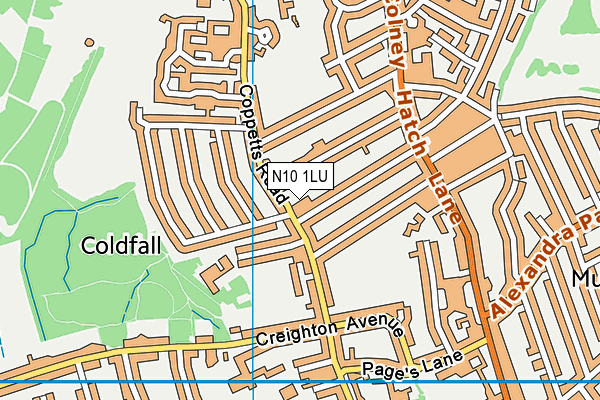 N10 1LU map - OS VectorMap District (Ordnance Survey)