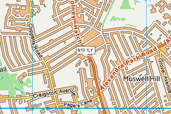 N10 1LY map - OS VectorMap District (Ordnance Survey)