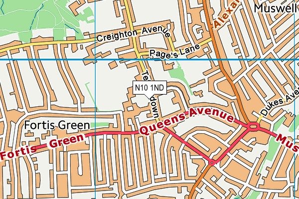 N10 1ND map - OS VectorMap District (Ordnance Survey)