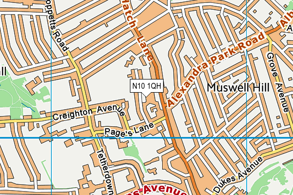 N10 1QH map - OS VectorMap District (Ordnance Survey)