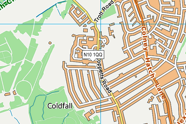 N10 1QQ map - OS VectorMap District (Ordnance Survey)