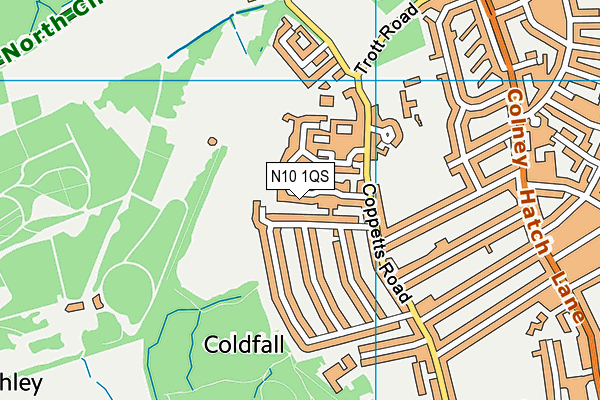 N10 1QS map - OS VectorMap District (Ordnance Survey)