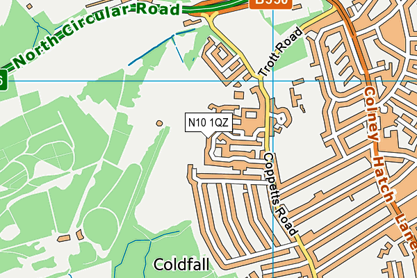 N10 1QZ map - OS VectorMap District (Ordnance Survey)