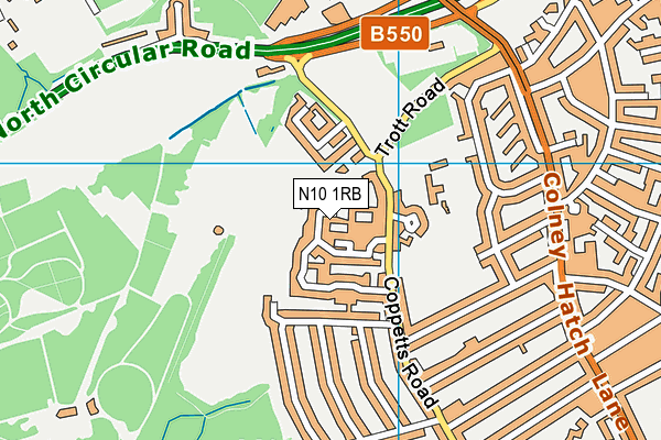 N10 1RB map - OS VectorMap District (Ordnance Survey)